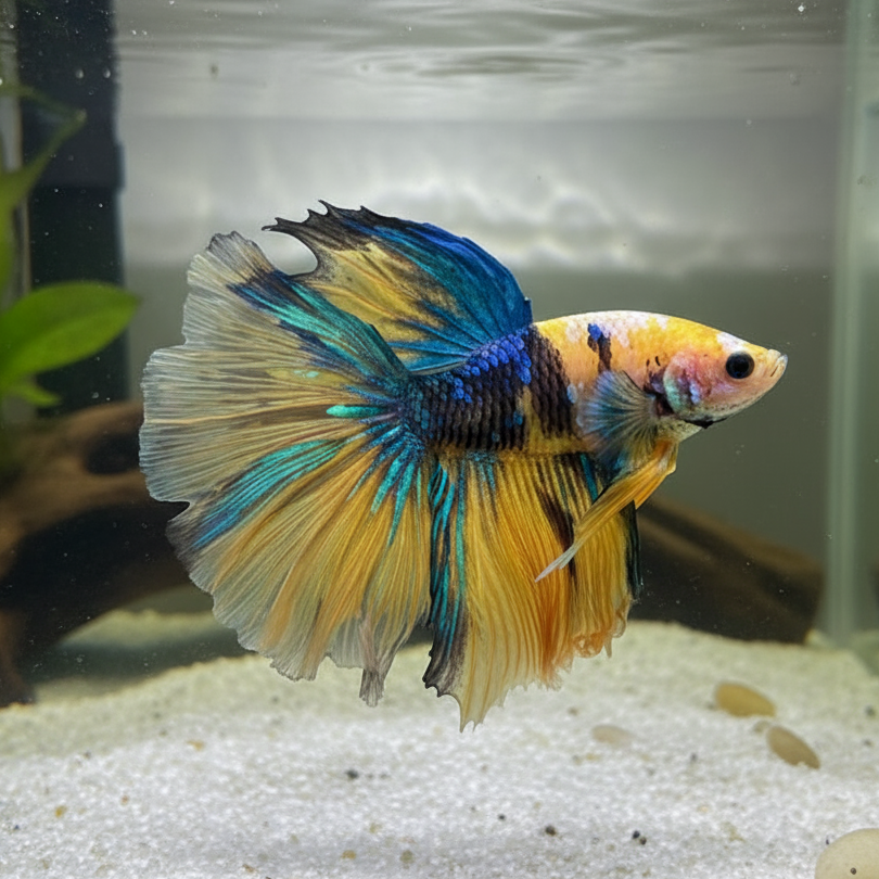 yellow koi halfmoon male betta